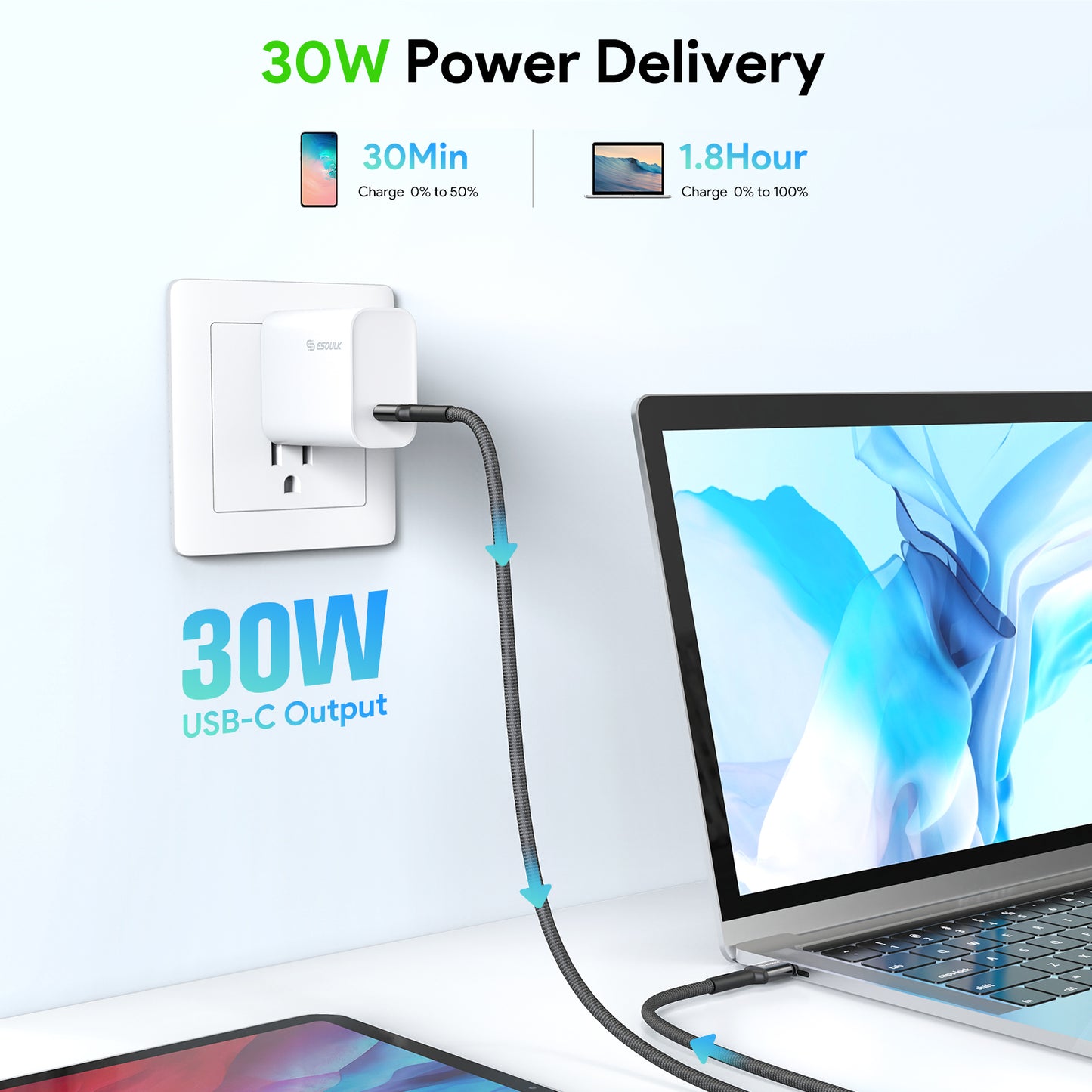 10FT FAST CHARGING CABLE C TO C / CACLE C TO 8 PIN